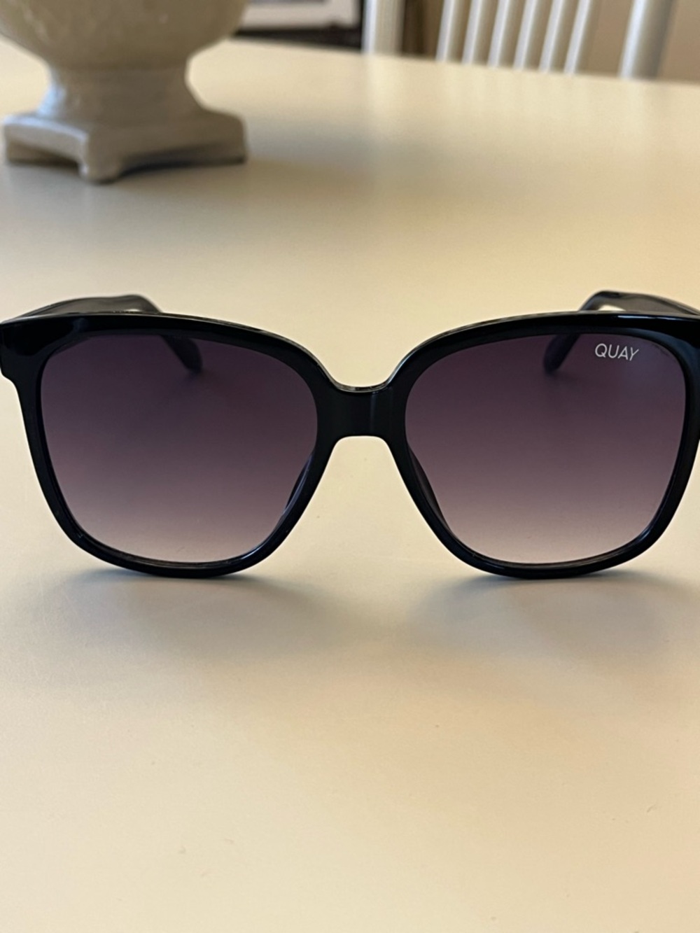 Quay Australia Wide Awake Black Frame Sunglasses with Gradient Purple Lenses - Picture 6 of 7